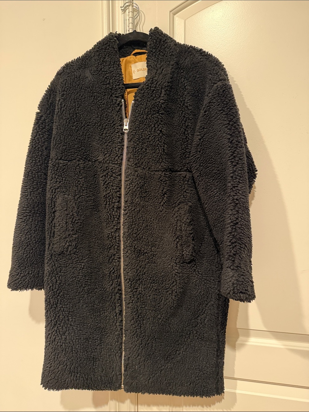 Golden by TNA Black Sherpa Teddy Zip-Front Coat